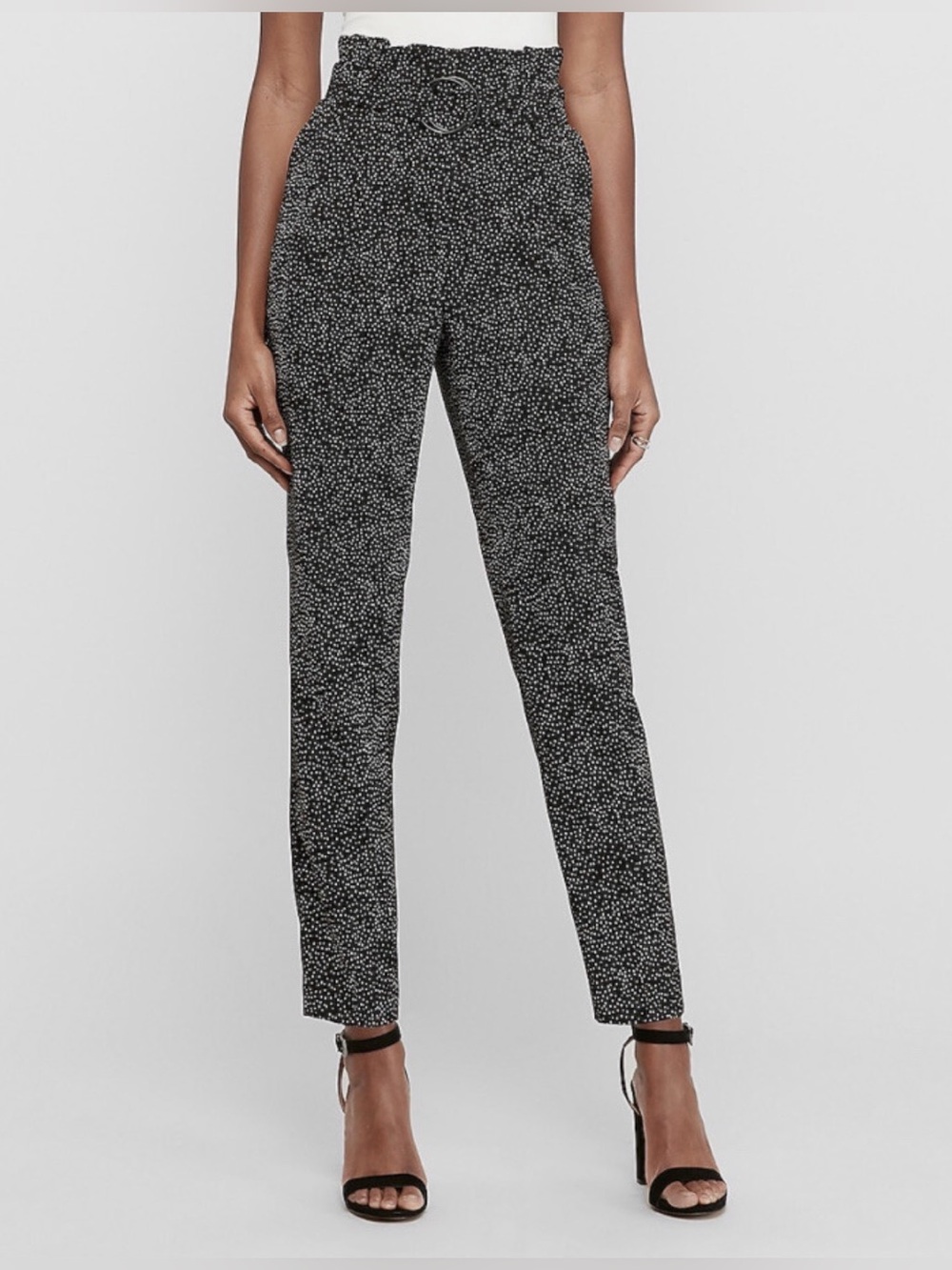 Express Black and White Dress Ankle Belted Pants | Size 10